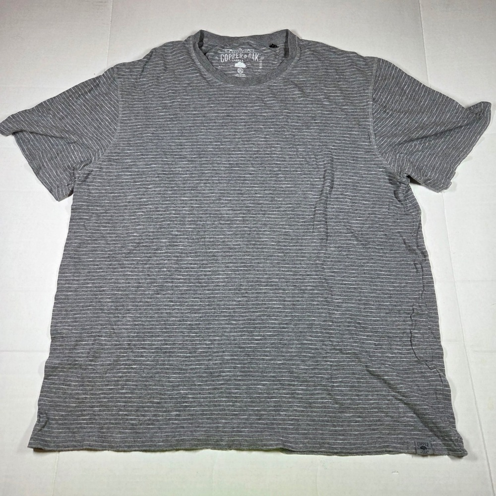 Copper & Oak Mens XXL Grey Heather Stripe Short Sleeve Cotton T-Shirt Y0S5315SC